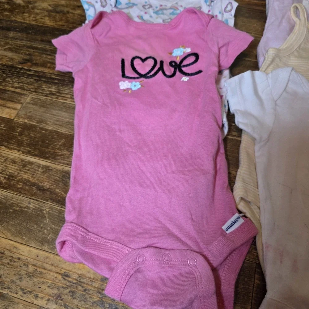 Baby Girl 3-6 Mo Bodysuit 12pc Lot Pajamas Pastels One Piece Bundle Newborn